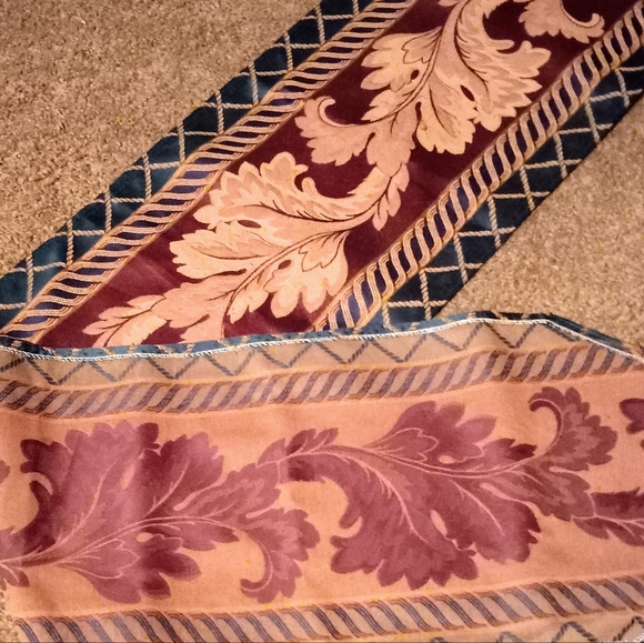 Fall Table Runner, Red/Gold Leaves, 72" X 13" Inclusive of Tassels. - Picture 3 of 5